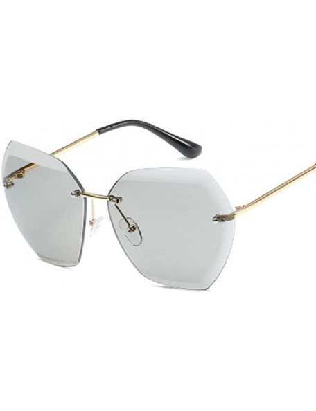 Oversized Sunglasses for Women Oversized Rimless Diamond Cutting Lens Sun Glasses - A - CF18EI7RLAK $8.47