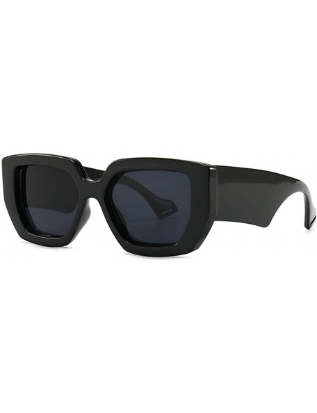 Rectangular Sunglasses Designer Rectangle Fashion Glasses - Black - CI198KM33ZQ $13.20