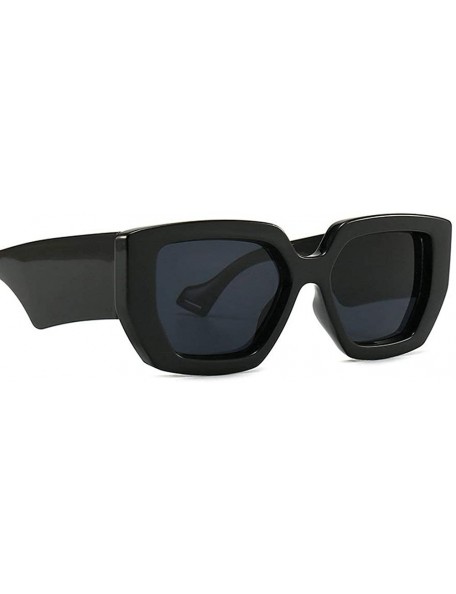 Rectangular Sunglasses Designer Rectangle Fashion Glasses - Black - CI198KM33ZQ $13.20