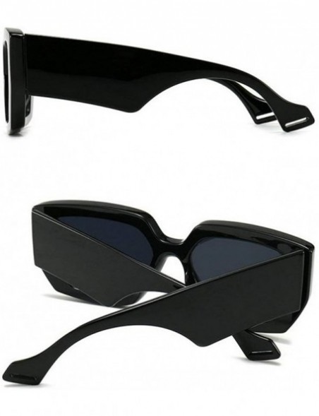 Rectangular Sunglasses Designer Rectangle Fashion Glasses - Black - CI198KM33ZQ $13.20