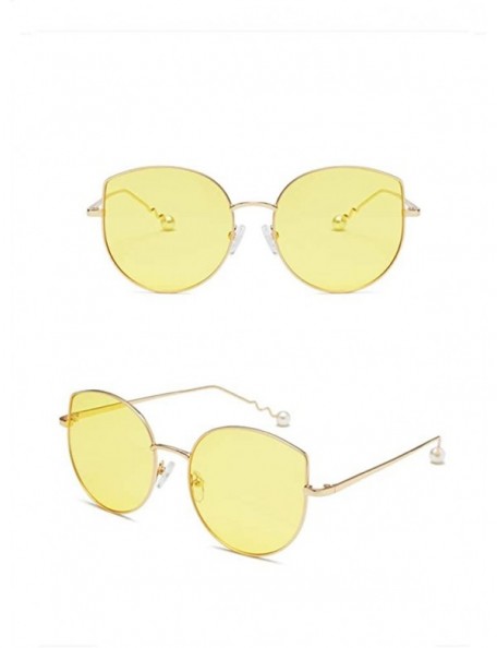Oversized Oversized Sunglasses for Women Cat EyesGlasses Cute UV400 Protection Glasses-- Gold&yellow - CL18QU7997O $17.72
