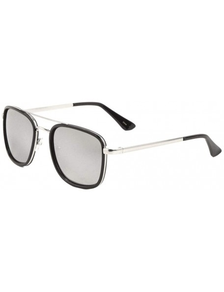 Round Round Square Double Plastic Thin Metal Frame Curved Bridge Sunglasses - Grey - C7197WUR40D $13.84