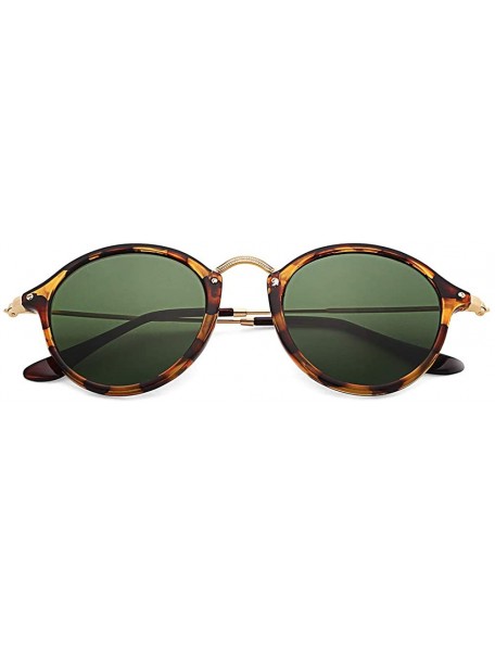 Round round sunglasses for women men glass lens mirrored glasses 100% UV400 protection - G15 Green - CU18SE7NAAZ $18.93
