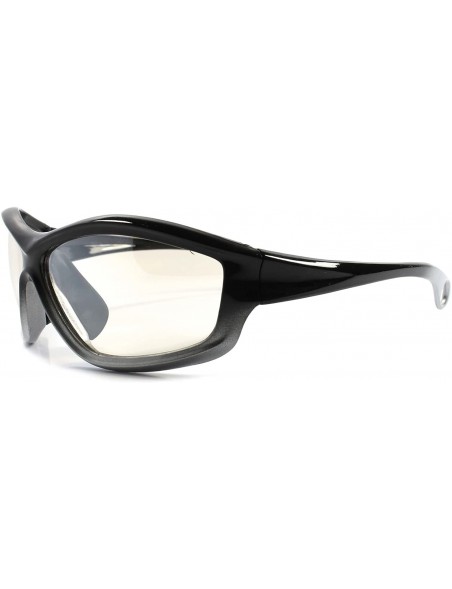 Wrap Biker Motorcycle Riding Light Tint Cool Mens Wrap Sport Sun Glasses - Black & Silver - CO189RCNKL2 $15.51