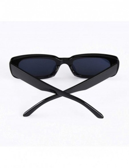 Rectangular Small Rectangle Sunglasses Women UV 400 Retro Square Driving Glasses - Black Black - C2196D303SW $11.87