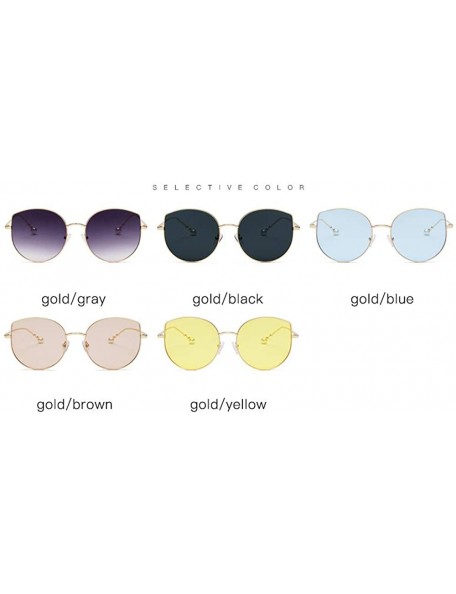 Oversized Oversized Sunglasses for Women Cat EyesGlasses Cute UV400 Protection Glasses-- Gold&yellow - CL18QU7997O $17.72