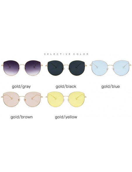 Oversized Oversized Sunglasses for Women Cat EyesGlasses Cute UV400 Protection Glasses-- Gold&yellow - CL18QU7997O $17.72