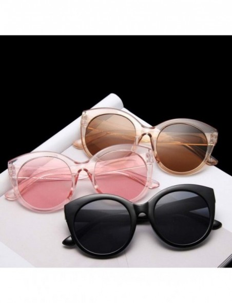 Round Summer Cat Eye Round Sunglasses Women Brand Designer Transparent Shades Sun Glasses Female Cool Color UV400 - CW18W787I...