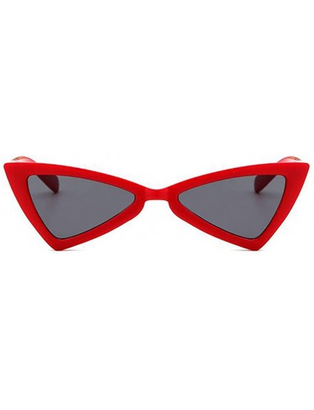 Cat Eye Women Men Small Cat Eye Sunglasses Fashion Triangle Glasses - Red Gray - CY18CHSSCOM $18.16