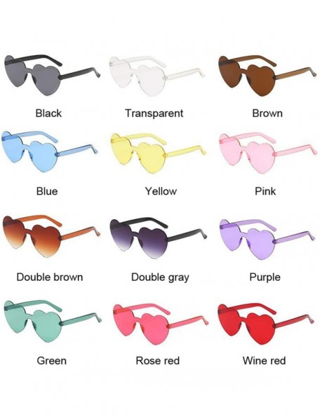 Goggle Love Heart Sunglasses Women New Fashion Cute Sexy Retro Cat Eye Vintage Cheap Sun Glasses Red Female - Wine Red - CR19...