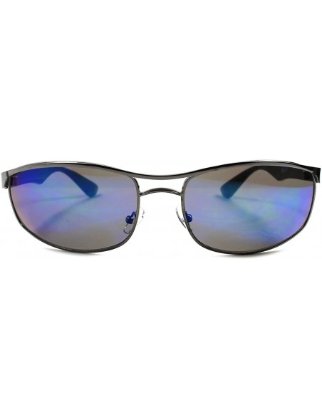 Rectangular Gunmetal Stylish Designer Modern Upscale Elegant Sexy Rectangle Mens Sunglasses - Gunmetal / Blue - C1189AMZ0MM $...