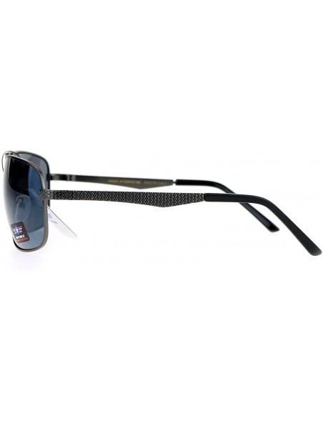 Rectangular Air Force Mens Sunglasses Rectangular Navigator Metal Frame UV 400 - Gunmetal (Black) - CI186UYXNLR $12.76