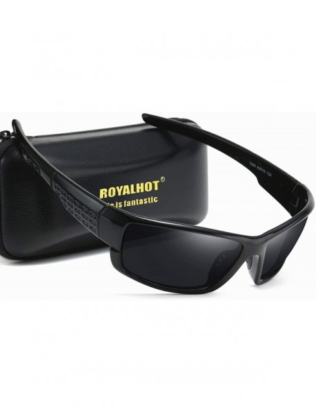 Sport Mens Sport Sunglasses Polarized PC Frame Eyewear for Driving Fishing Golf Baseball UV400 - Black Grey - CA193HS3DZA $28.91