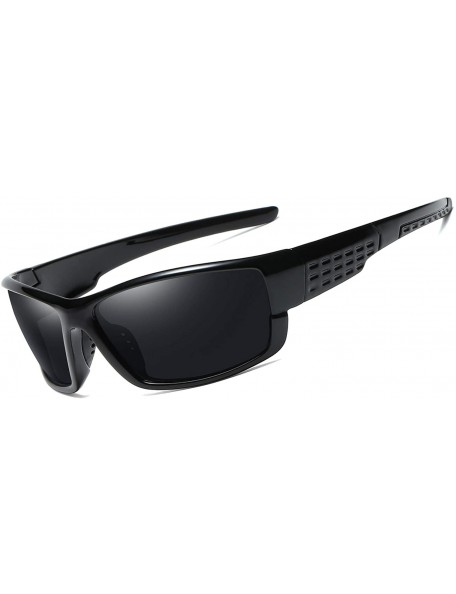 Sport Mens Sport Sunglasses Polarized PC Frame Eyewear for Driving Fishing Golf Baseball UV400 - Black Grey - CA193HS3DZA $19.02