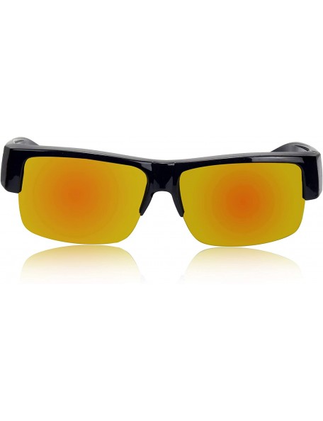 Oversized Over Glasses Sunglasses Semi Rimless Polarized Lens Fitover Sunglasses - Fire - CG196QWNIAH $12.47