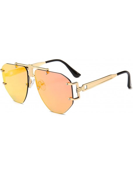 Square Oversized Rimless Sunglasses Women New Brand Design Vintage Square Sun Glasses Men Irregular Eyewear - Pink - CP18S75Q...