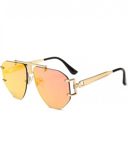 Square Oversized Rimless Sunglasses Women New Brand Design Vintage Square Sun Glasses Men Irregular Eyewear - Pink - CP18S75Q...