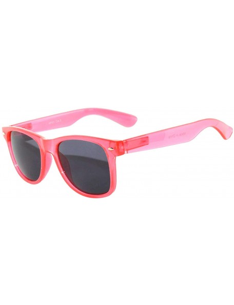 Rimless Classic Vintage 80's Style Sunglasses Colored plastic Frame for Mens or Womens - Glow in the Dark Smoke Lens Pink - C...