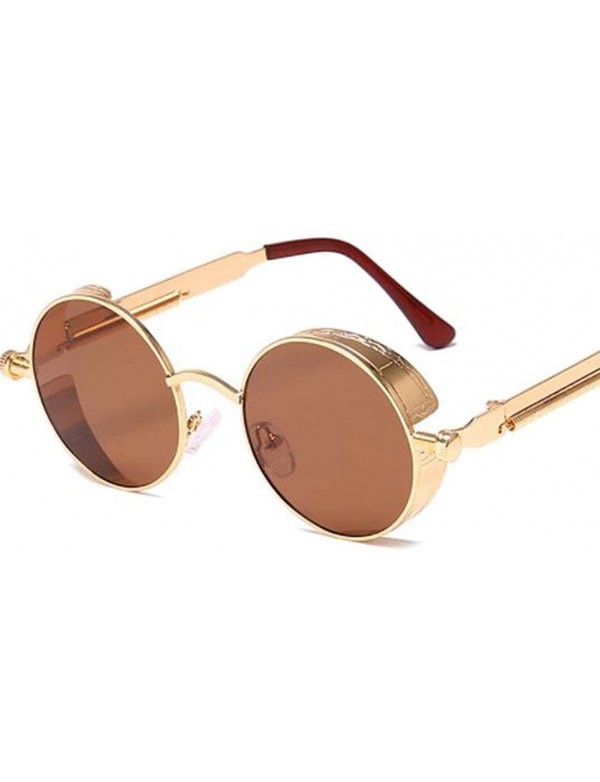 Round Metal Round Sunglasses Vintage Punk Style Men's And Women's Sunglasses - 2 - CP18U0DXQ70 $27.83