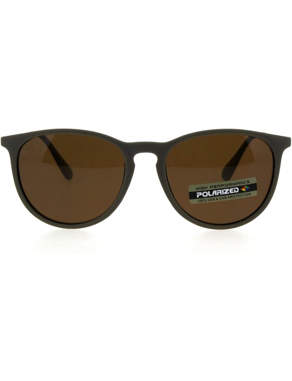 Round Polarized Mens Thin Plastic Keyhole Horn Rim Mod Fashion Sunglasses - Beige Brown - CO18H3ZTH4D $13.51