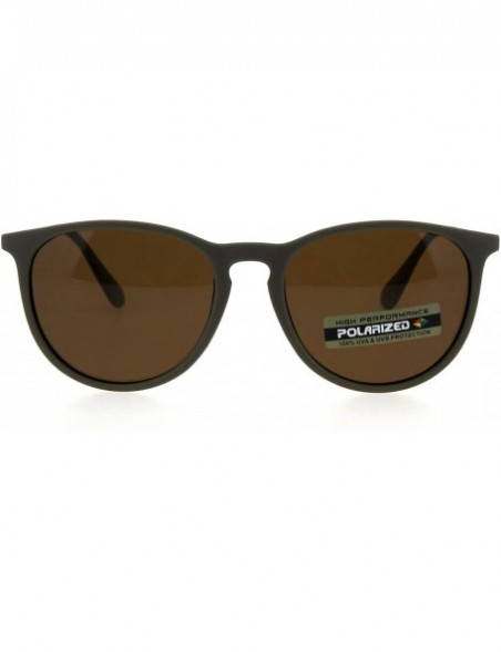 Round Polarized Mens Thin Plastic Keyhole Horn Rim Mod Fashion Sunglasses - Beige Brown - CO18H3ZTH4D $13.51