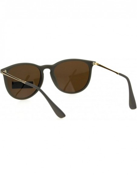 Round Polarized Mens Thin Plastic Keyhole Horn Rim Mod Fashion Sunglasses - Beige Brown - CO18H3ZTH4D $13.51