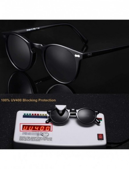 Round Classic Polarized Sunglasses for Men UV400 Protection Outdoor Glasses CA5288L - Grey Lens - C2187HADXQQ $25.59