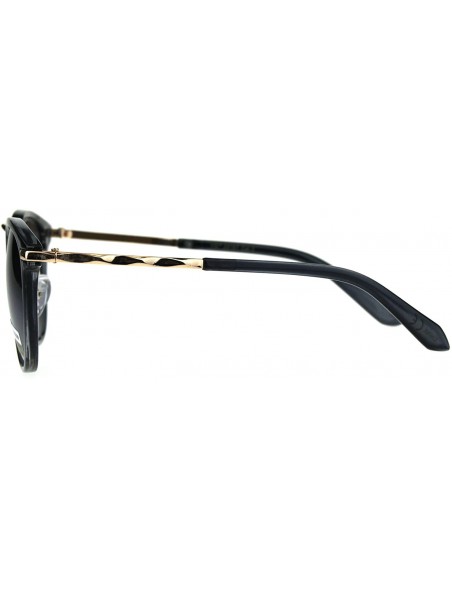 Rectangular Womens Luxury Metal Bridge Designer Horn Rim Plastic Sunglasses - Grey Smoke - CJ180C9Q940 $11.17