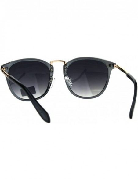 Rectangular Womens Luxury Metal Bridge Designer Horn Rim Plastic Sunglasses - Grey Smoke - CJ180C9Q940 $11.17