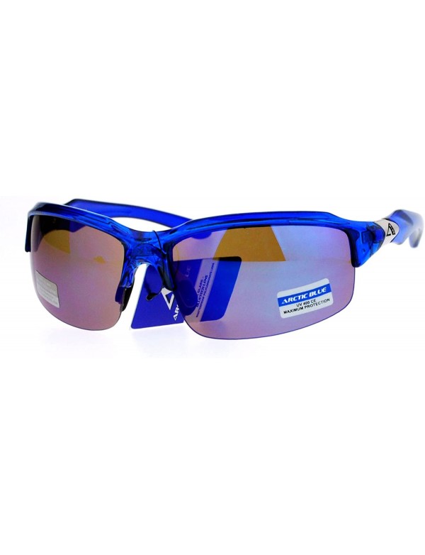 Sport Arctic Blue Bluetech Mirrored Lens Baseball Half Rim Sport Sunglasses - Blue - CU12MYK568O $14.40