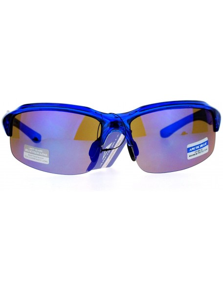 Sport Arctic Blue Bluetech Mirrored Lens Baseball Half Rim Sport Sunglasses - Blue - CU12MYK568O $14.40