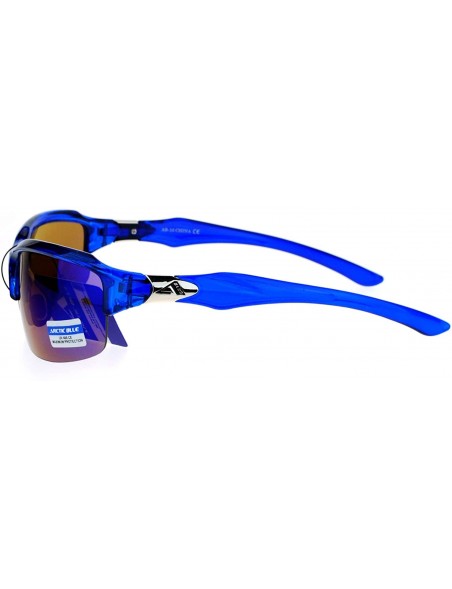 Sport Arctic Blue Bluetech Mirrored Lens Baseball Half Rim Sport Sunglasses - Blue - CU12MYK568O $14.40