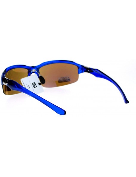 Sport Arctic Blue Bluetech Mirrored Lens Baseball Half Rim Sport Sunglasses - Blue - CU12MYK568O $14.40