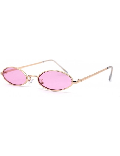 Oval Unisex Oval Round Hippie Color Lens Metal Sunglasses - Gold Pink - CF193MAI07H $13.05