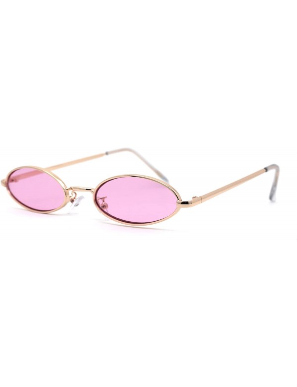 Oval Unisex Oval Round Hippie Color Lens Metal Sunglasses - Gold Pink - CF193MAI07H $13.05