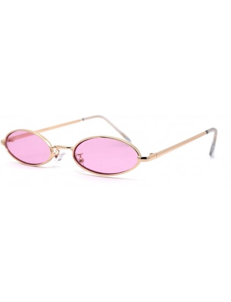 Oval Unisex Oval Round Hippie Color Lens Metal Sunglasses - Gold Pink - CF193MAI07H $13.05