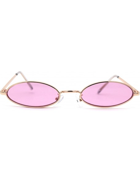 Oval Unisex Oval Round Hippie Color Lens Metal Sunglasses - Gold Pink - CF193MAI07H $13.05