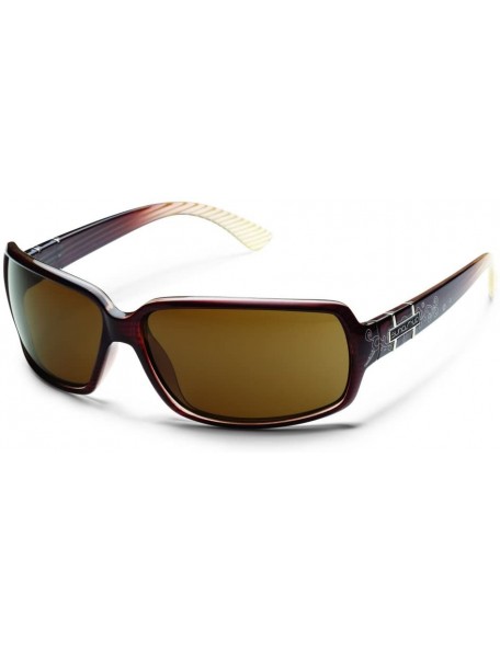 Wrap Poptown Polarized Sunglasses - Brown Stripe Laser Frame - CI11BZ4AM6X $32.86