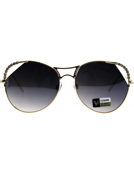 Butterfly Womens Rhinestone Iced Jewel Horn Metal Rim Butterfly Sunglasses - Gold Smoke - CA18GRZWZTX $11.49