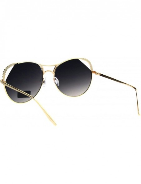 Butterfly Womens Rhinestone Iced Jewel Horn Metal Rim Butterfly Sunglasses - Gold Smoke - CA18GRZWZTX $11.49