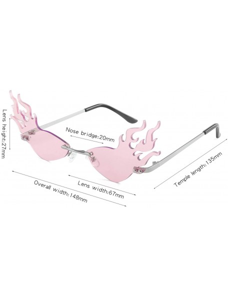 Rimless Fashion Flame Sunglasses for Small Face Women Rimless Wave Sun Glasses For Men Eyewear Luxury Trending Narrow - CK18A...