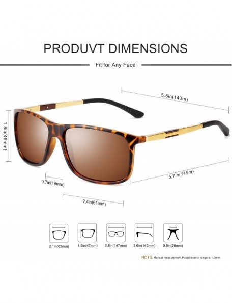 Aviator Rectangular Sunglasses Polarized Aluminum Glasses - Leopard Frame Brown Lens - CR18N0N2QAT $9.48