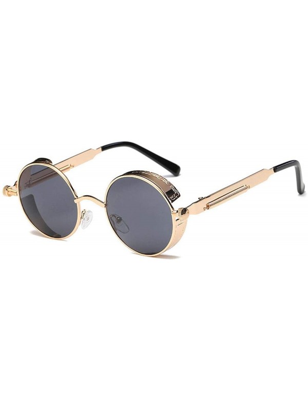 Round Metal Round Steampunk Sunglasses Men Women Fashion Glasses Retro Frame Vintage UV400 - 2 - CU19859RCC9 $34.51