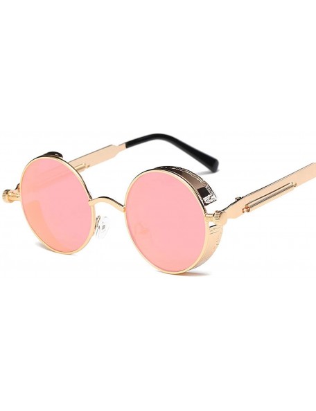 Round Metal Round Steampunk Sunglasses Men Women Fashion Glasses Retro Frame Vintage UV400 - 2 - CU19859RCC9 $34.51