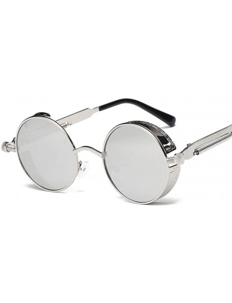 Round Metal Round Steampunk Sunglasses Men Women Fashion Glasses Retro Frame Vintage UV400 - 2 - CU19859RCC9 $34.51