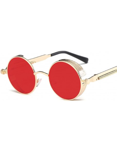 Round Metal Round Steampunk Sunglasses Men Women Fashion Glasses Retro Frame Vintage UV400 - 2 - CU19859RCC9 $34.51