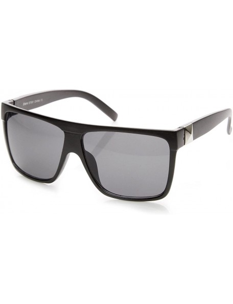 Square Large Retro Black Square Flat Top Aviator Sunglasses (Black) - C311J49XEM1 $8.00