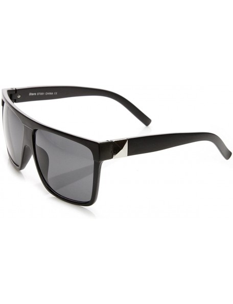 Square Large Retro Black Square Flat Top Aviator Sunglasses (Black) - C311J49XEM1 $8.00