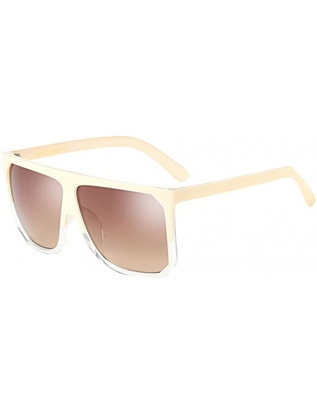 Square Large Square Frame UV Blocking Eye Protection Sunglasses for Unisex Daily - Beige - CI18CYYSWR9 $14.98