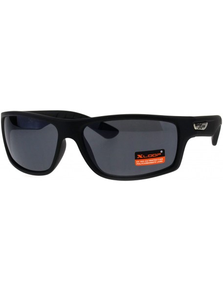 Sport Classic Xloop Mens Mirror Lens 90s Rectangular Plastic Sunglasses - Matte Black - CZ18E9L49R9 $12.09